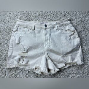 SO Juniors Size 17 Curvy Midi High Rise Distressed Shorts